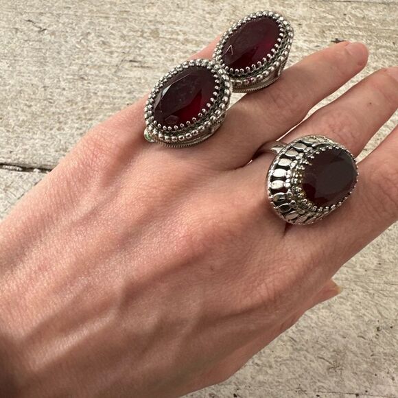 Vintage 1960s Whiting And Davis 3 Piece Bracelet Earrings Ring Set - Picture 3 of 16